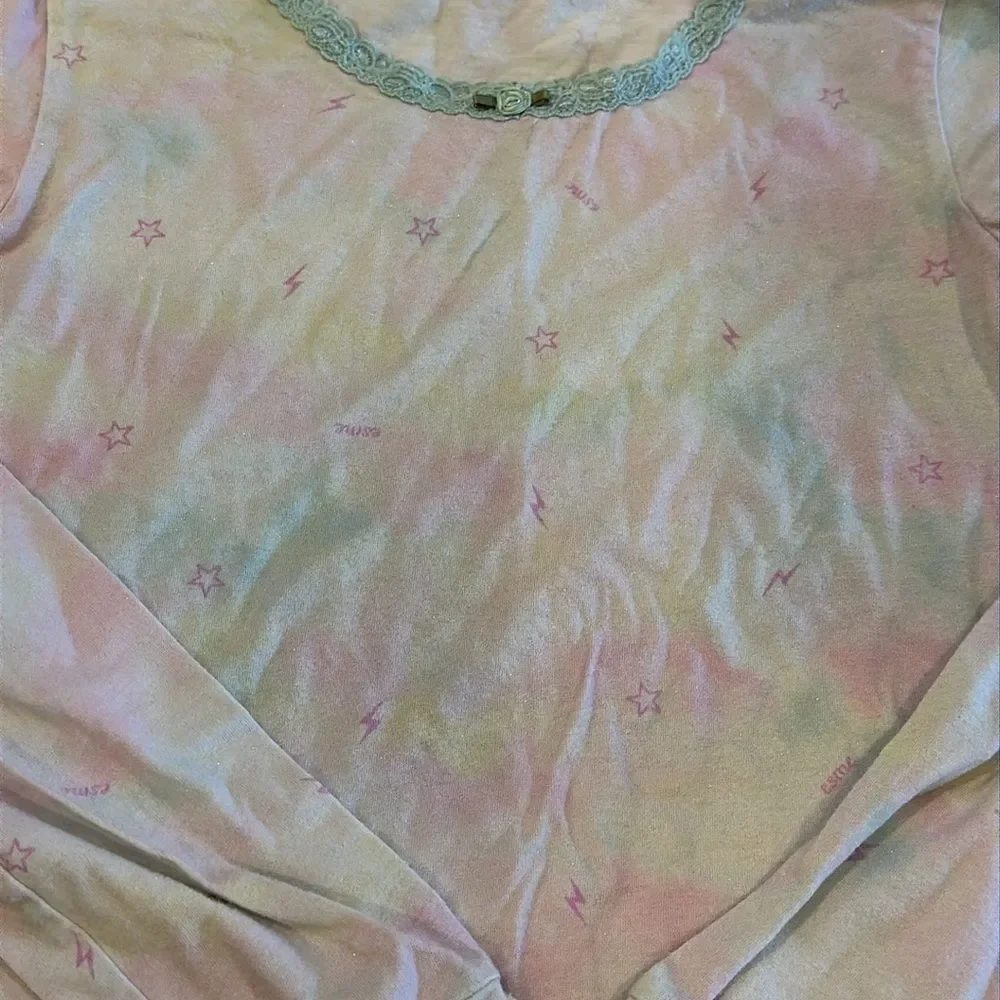 Esme Girls Light Tie Dye Lightning Bolt & Star Long Sleeve Pajama Set - Size 12